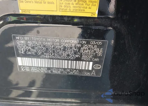 2006 Lexus Gs 430 from USA, damaged, VIN JTHBN96S965002587